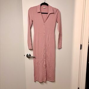 Aritzia Wilfred Pink Long Sleeve Maxi Dress